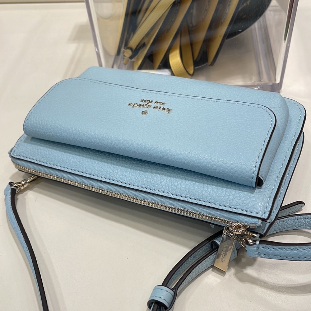 NWT Kate Spade Leila Small Crossbody K8284 
Leather Dewy Blue 
NWT - Picture 10 of 16